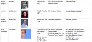 Educators posted their basic info in a simple wiki table.