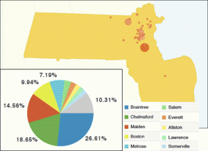 Google Analytics Becoming America wiki report map for Massachusetts